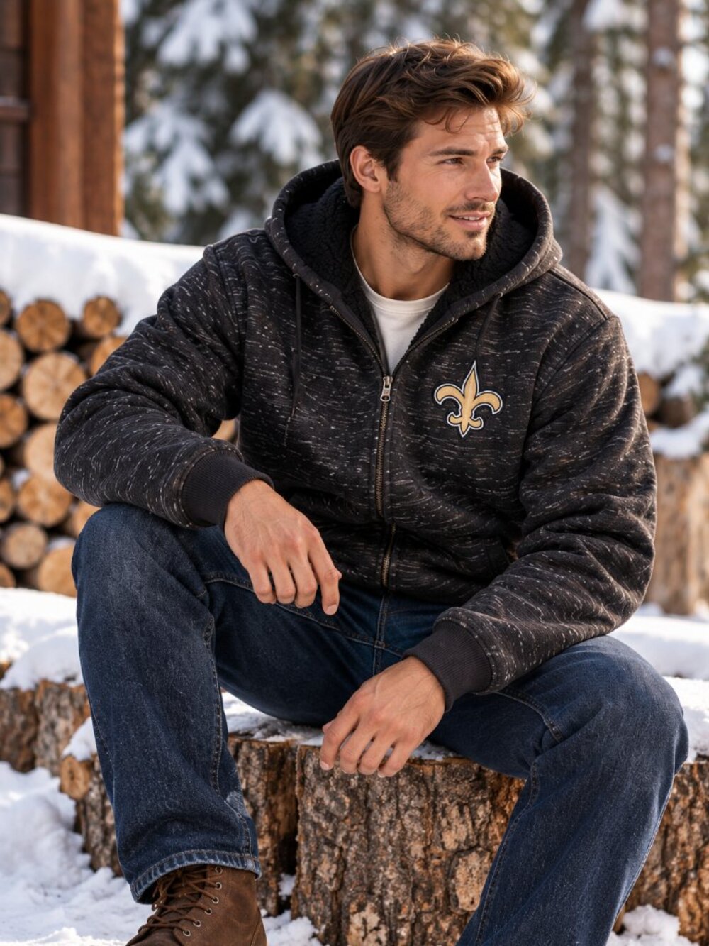 NFL Team Apparel New Orleans Saints Sherpa Lined Full Zip Hoodie Jacket